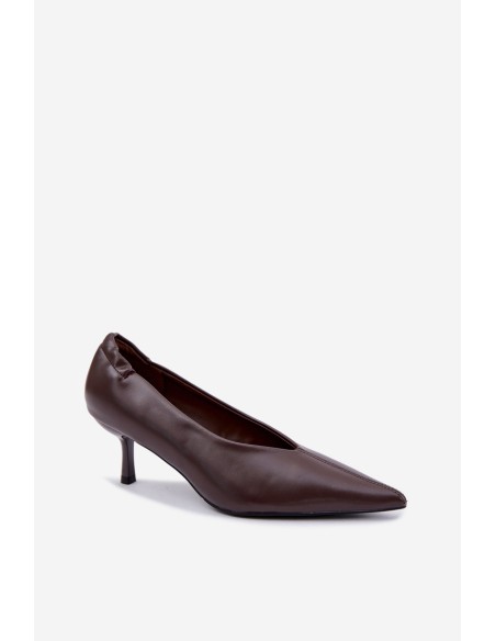 Women's Chocolate High Heels With Stitching And Gathering Dalis