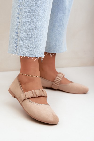 Beige Ballerinas With Gathered Strap Loreya