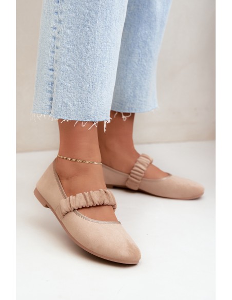 Beige Ballerinas With Gathered Strap Loreya