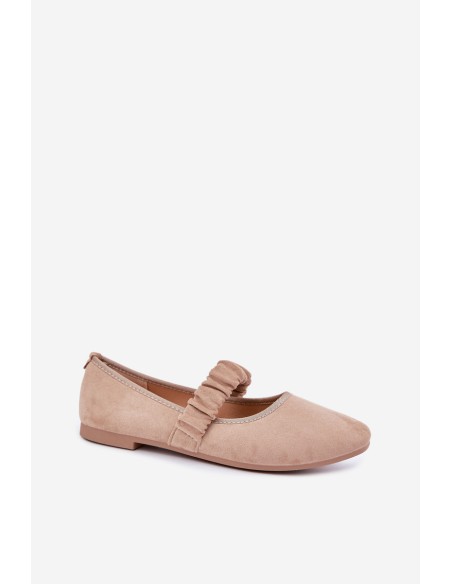 Beige Ballerinas With Gathered Strap Loreya