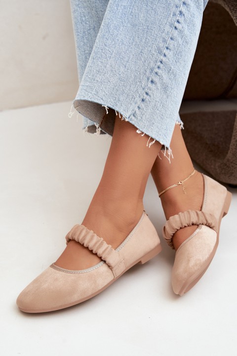 Beige Ballerinas With Gathered Strap Loreya