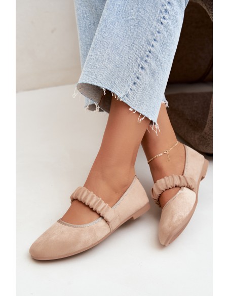 Beige Ballerinas With Gathered Strap Loreya
