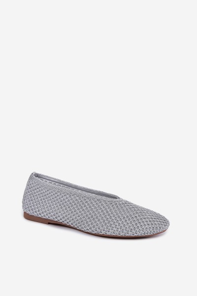 Women's Silver Mesh Flat Ballerinas Calmore 2