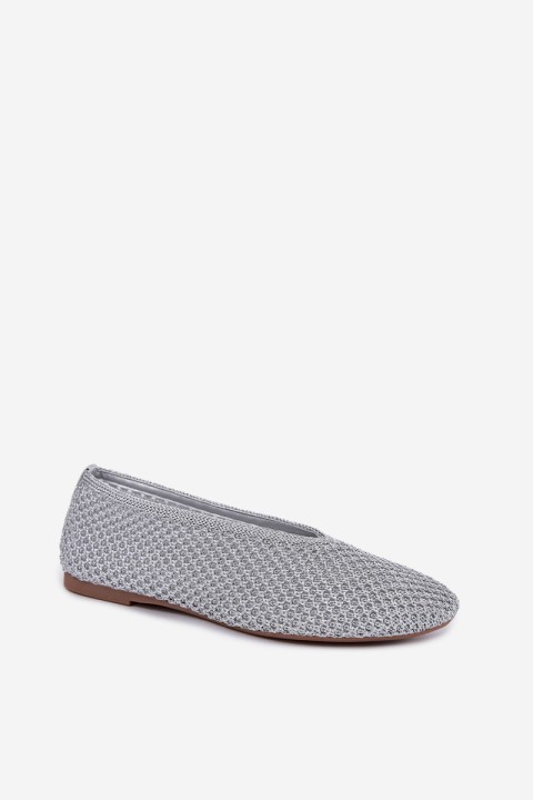 Women's Silver Mesh Flat Ballerinas Calmore