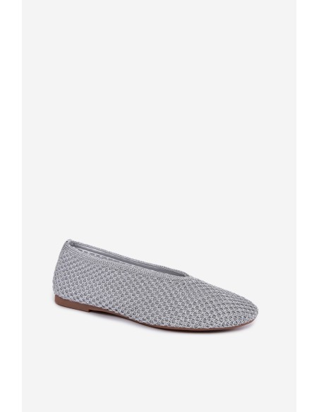 Women's Silver Mesh Flat Ballerinas Calmore