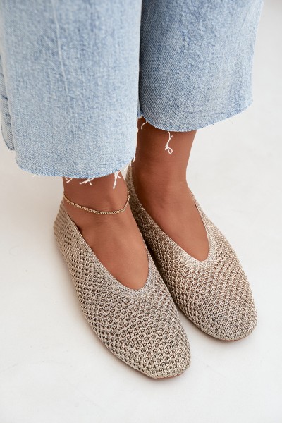 Women's Mesh Ballerina Flats Gold Calmore