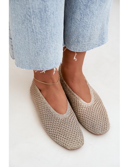 Women's Mesh Ballerina Flats Gold Calmore