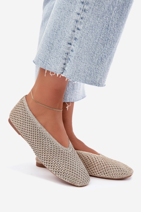 Women's Mesh Ballerina Flats Gold Calmore