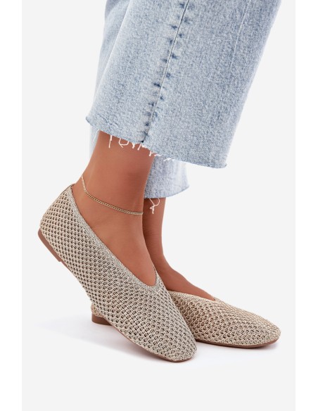 Women's Mesh Ballerina Flats Gold Calmore