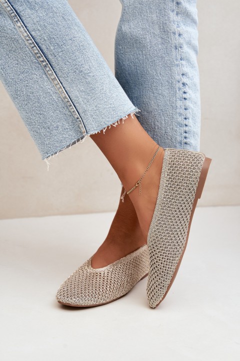 Women's Mesh Ballerina Flats Gold Calmore