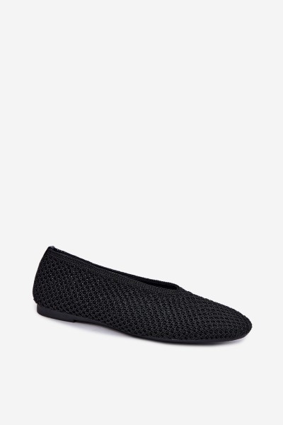 Women's Flat Black Mesh Ballerinas Calmore 2