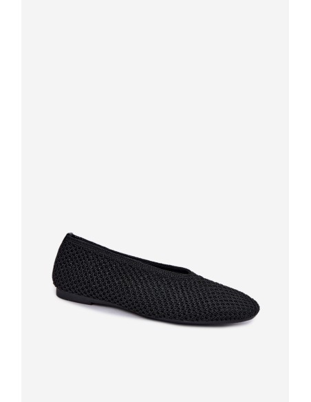 Women's Flat Black Mesh Ballerinas Calmore