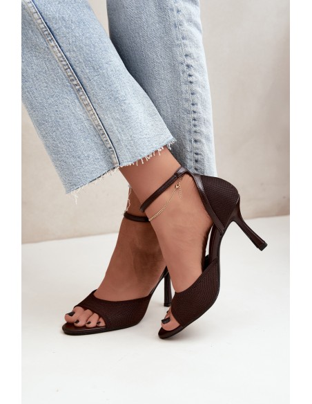 Women's Chocolate High Heel Sandals Galya