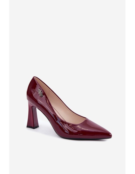 Vinceza 62328 Lacquered Block Heel Shoes Bordeaux