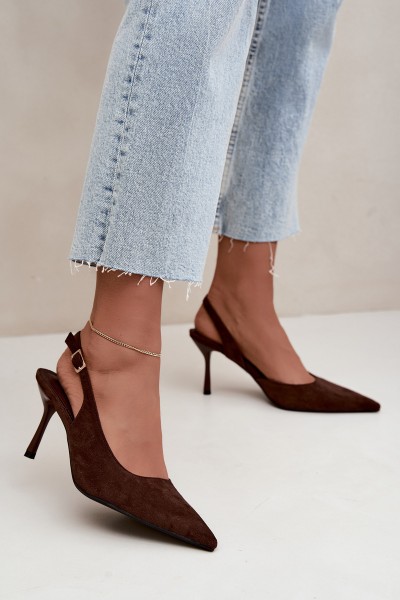 Women's Suede High Heel Sandals Chocolate Cassy
