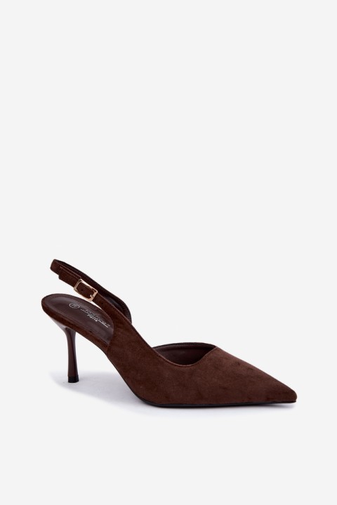 Women's Suede High Heel Sandals Chocolate Cassy
