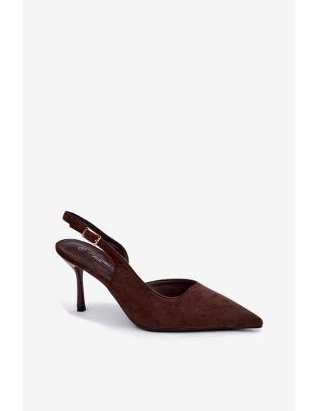 Women's Suede High Heel Sandals Chocolate Cassy