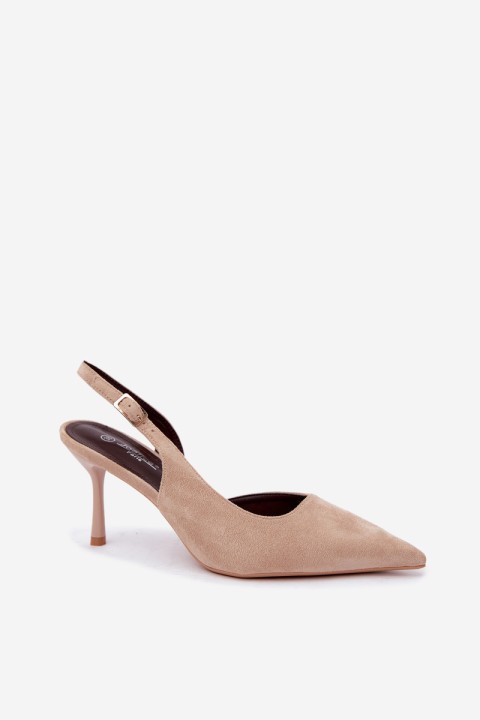 Women's Suede Beige High Heel Sandals Cassy