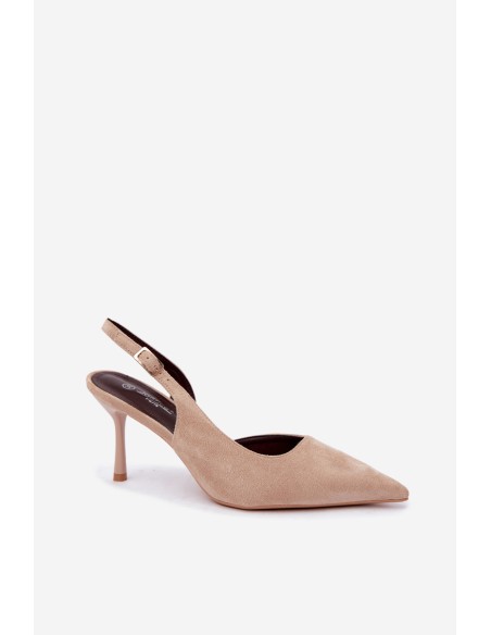 Women's Suede Beige High Heel Sandals Cassy