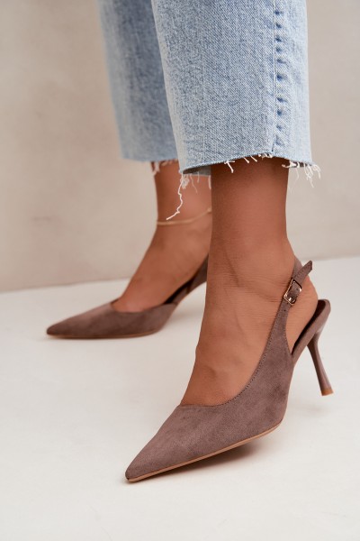 Women's Suede High Heel Sandals Khaki Cassy
