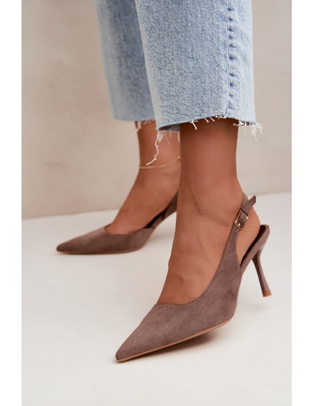 Women's Suede High Heel Sandals Khaki Cassy