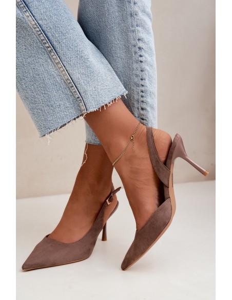 Women's Suede High Heel Sandals Khaki Cassy