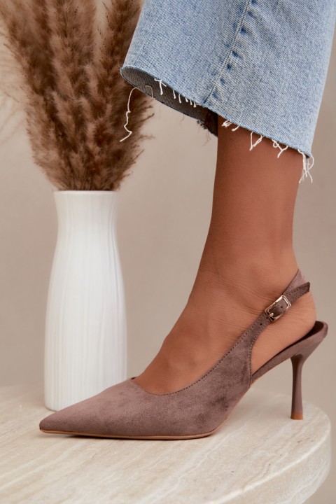 Women's Suede High Heel Sandals Khaki Cassy