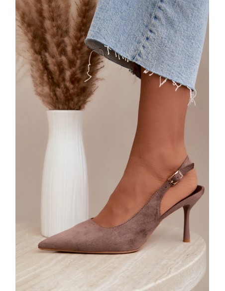 Women's Suede High Heel Sandals Khaki Cassy