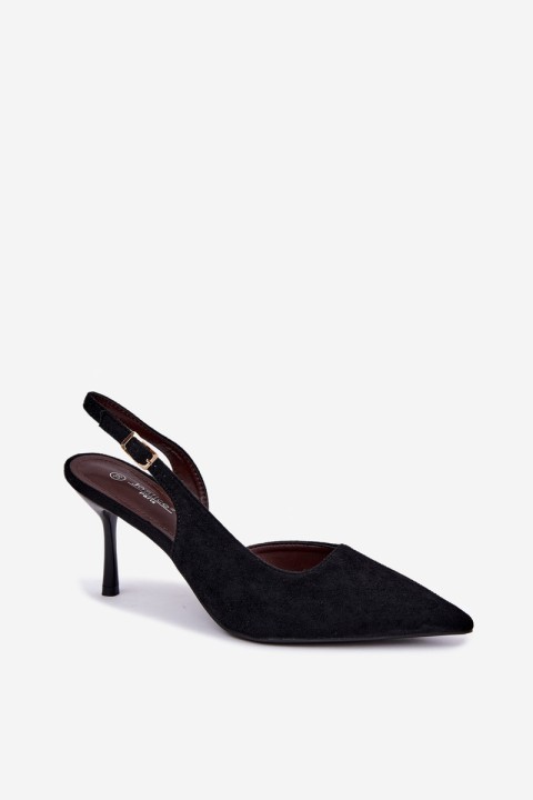 Women's Suede Black High Heel Sandals Cassy
