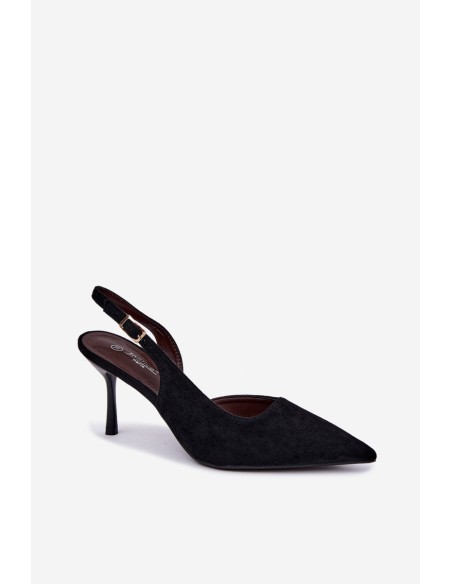 Women's Suede Black High Heel Sandals Cassy