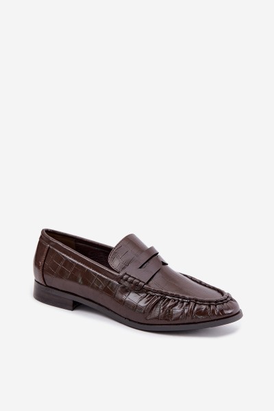 Women's Loafers With Gathering and Embossing Chocolate Dalmy 2