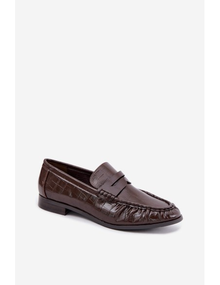 Women's Loafers With Gathering and Embossing Chocolate Dalmy
