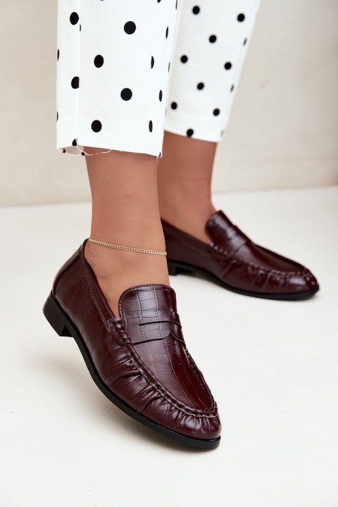 Women's Moccasins With Ruching And Embossing Bordeaux Dalmy
