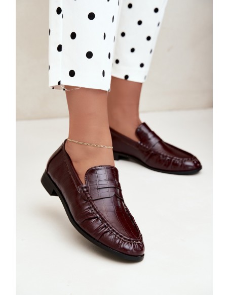 Women's Moccasins With Ruching And Embossing Bordeaux Dalmy