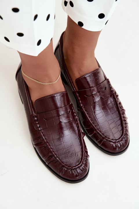 Women's Moccasins With Ruching And Embossing Bordeaux Dalmy
