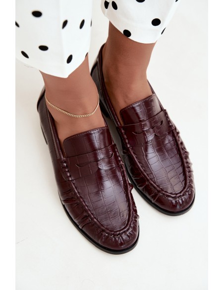 Women's Moccasins With Ruching And Embossing Bordeaux Dalmy