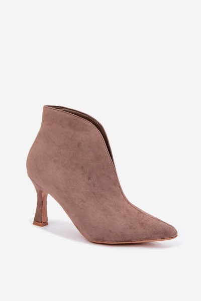 Women's Ankle Boots with Cutout Heels Dark Beige Jelya 2