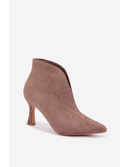 Women's Ankle Boots with Cutout Heels Dark Beige Jelya