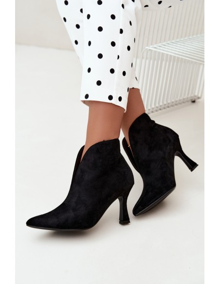 Women's Cut-Out Heel Boots Black Jelya