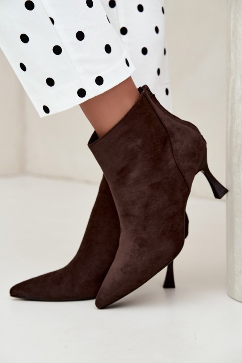 Women's Insulated High Heel Boots Chocolate Elsya
