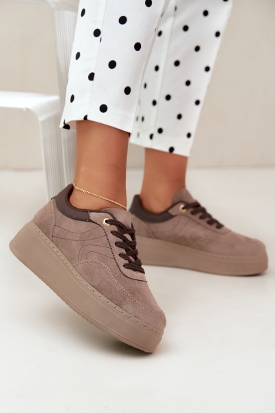 Women's Platform Sneakers Dark Beige Mavra