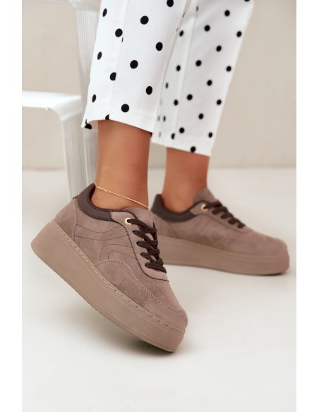 Women's Platform Sneakers Dark Beige Mavra
