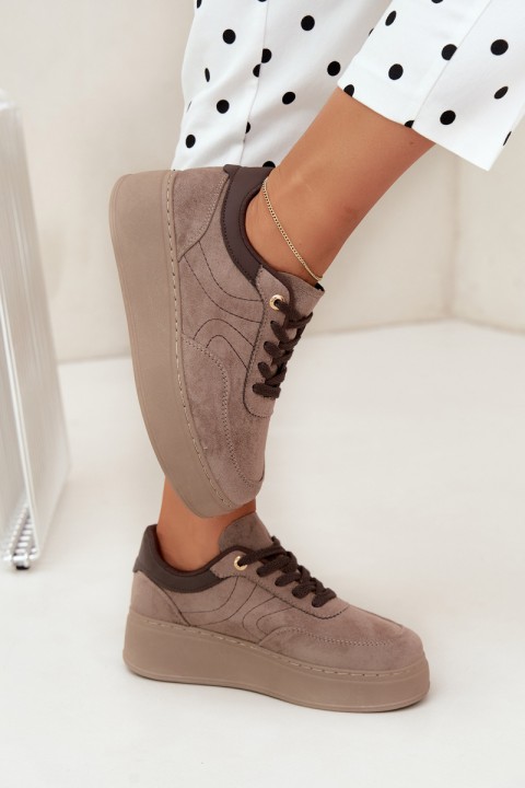 Women's Platform Sneakers Dark Beige Mavra