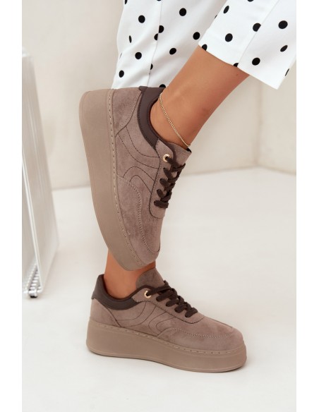 Women's Platform Sneakers Dark Beige Mavra