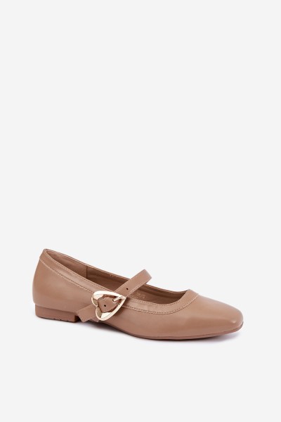 Women's Heart Buckle Dark Beige Ballerinas Relsa 2