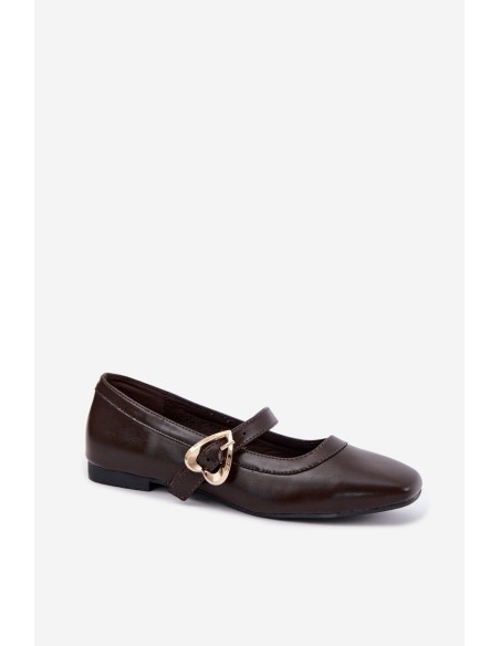 Women's Heart Buckle Chocolate Ballerinas Relsa