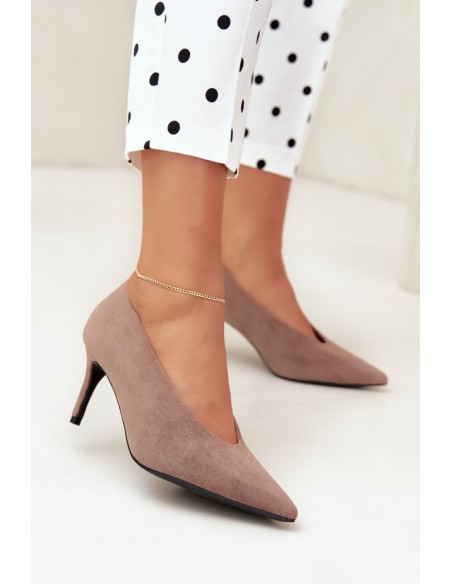 Women's Dark Beige Suede High Heels Brenya