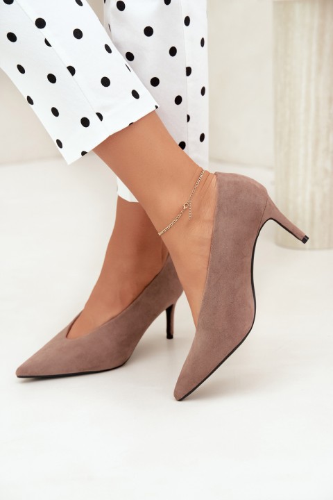 Women's Dark Beige Suede High Heels Brenya