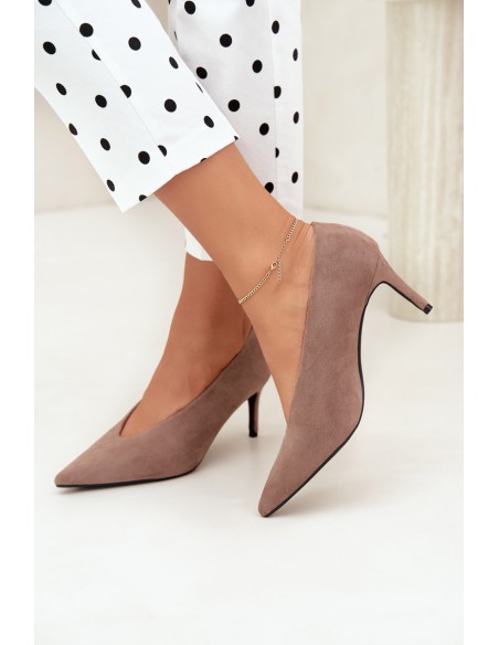 Women's Dark Beige Suede High Heels Brenya
