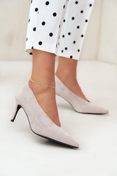 Women's Suede Light Gray High Heels Brenya